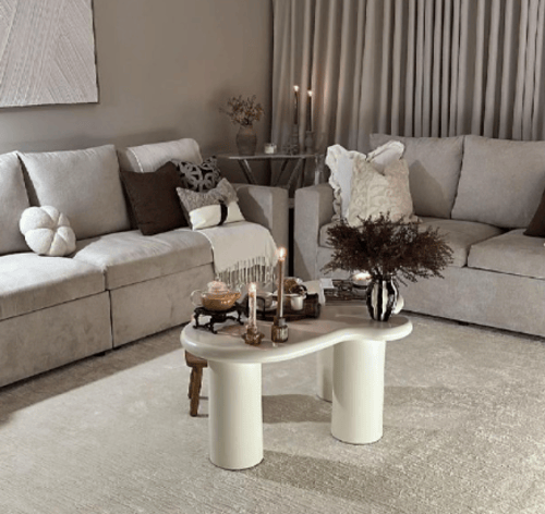 طاولة ضيافة خشب أبيض بتصميم مودرن