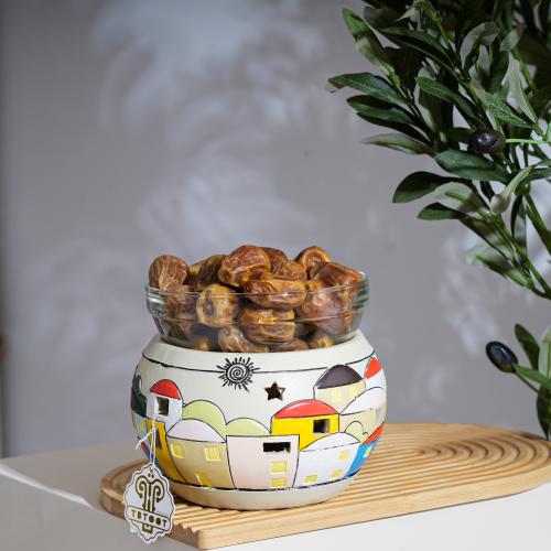 صحن تقديم زجاج بقاعدة تصميم تراثي ارتفاع 14 سم