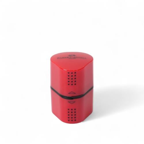 مبراة اقلام من فابر كاستيل بثلاث فتحات – لون أحمر