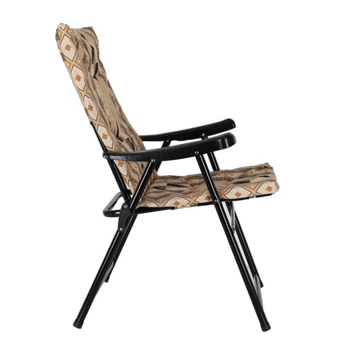 كرسي رحلات قابل للطي بنقشة تراثية بلون بيج