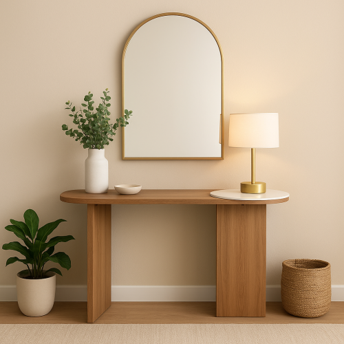 كونسول خشب لون أبيض x بني مقاس 120x40x80 سم