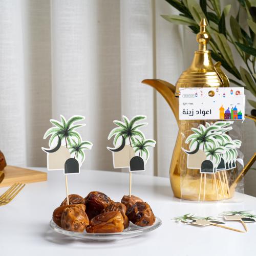 تغريسات رمضانية بتصميم نخلة وهلال 6 أعواد