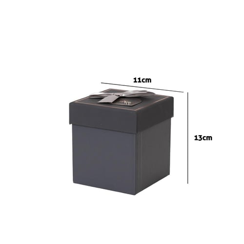 علبة هدايا بتصميم فيونكة باللون الرمادي الغامق مقا...