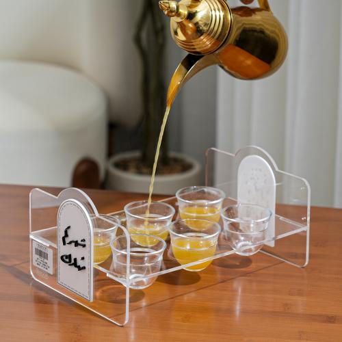 ستاند تقديم قهوة رمضاني أكريليك مع فناجين