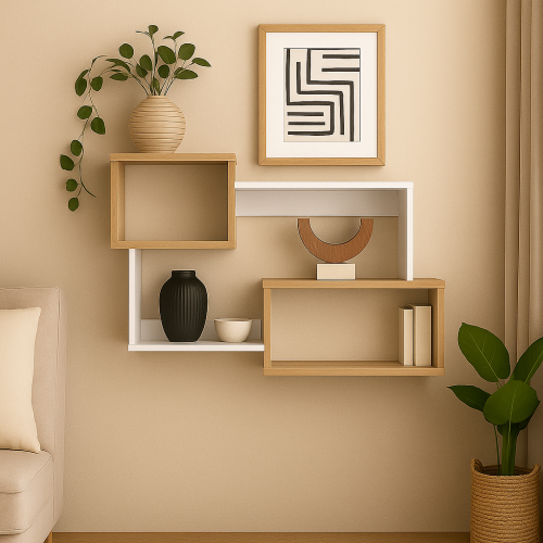 أرفف حائط خشب ماليزي لون أبيض X خشبي مقاس 88x20x52...