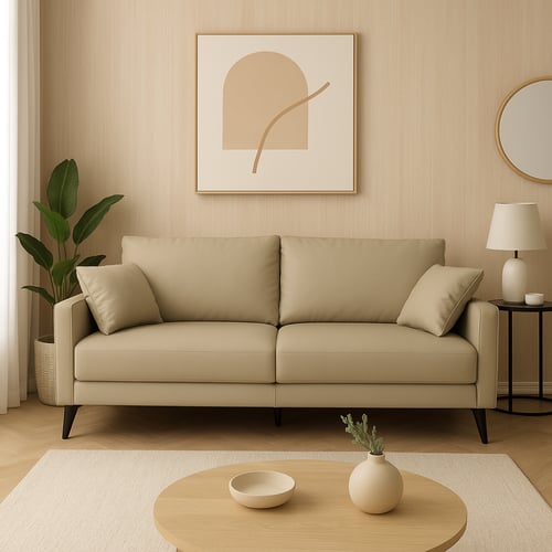 كنبة استقبال جلد بتصميم عصري باللون الرمادي