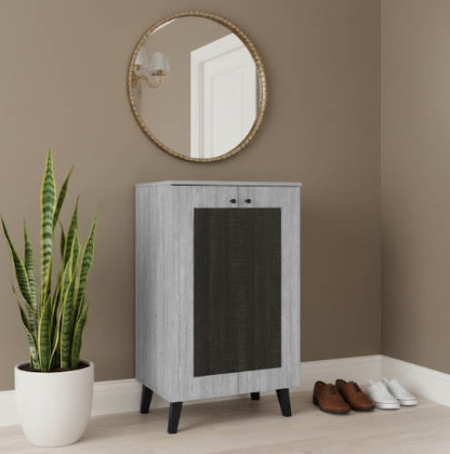 دولاب أحذية باللون الرمادي-مقاس 34×60×91 سم