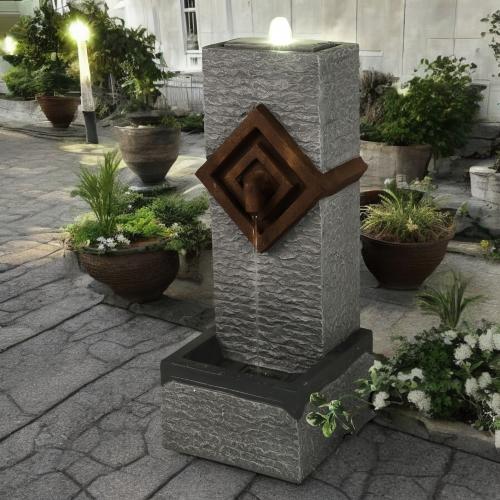 نافورة مياة بتصميم مميز لون رمادي مقاس 36 × 85 سم