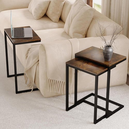 طقم طاولات بتصميم انيق مميز خشبى غامق