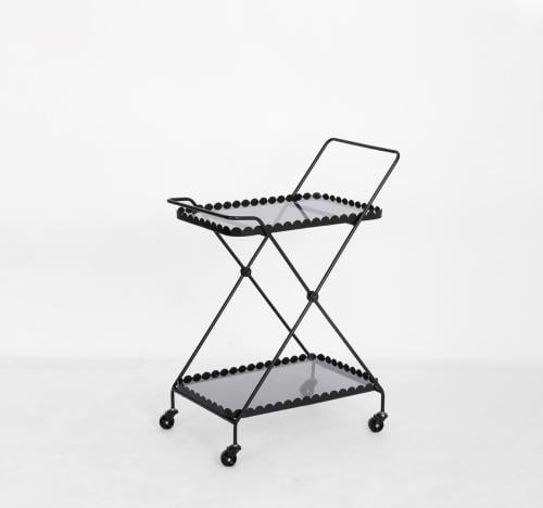 عربة خدمة ترولي لون أسود مقاس 58x38x90 سم