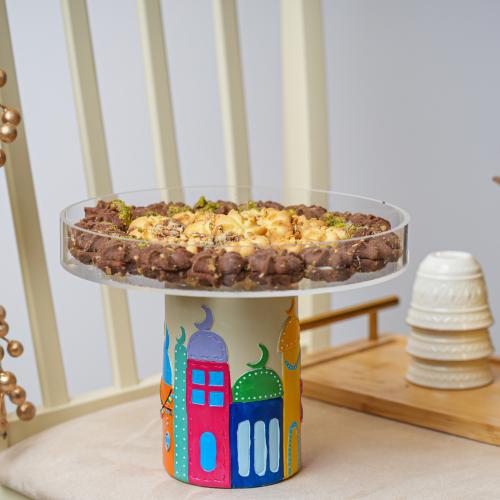 صحن تقديم حلويات بقاعدة تصميم رمضاني أنيق – رمضان...