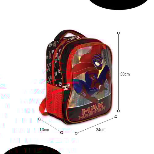 شنطة ظهر شكل ماكس ماستر مع مقلمة لون اسود و احمر