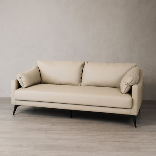 كنبة استقبال جلد بتصميم عصري باللون الرمادي