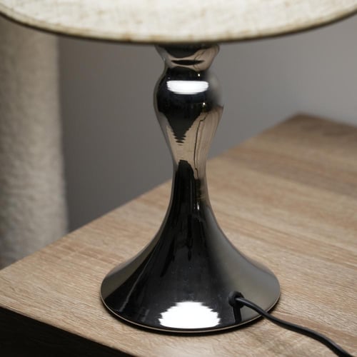 أباجورة طاولة فاخرة بقاعدة معدنية فضية