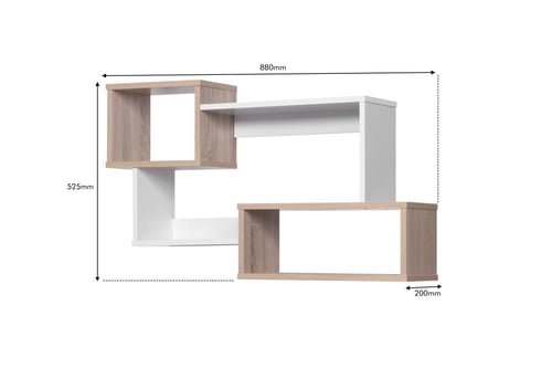 أرفف حائط خشب ماليزي لون أبيض X خشبي مقاس 88x20x52...