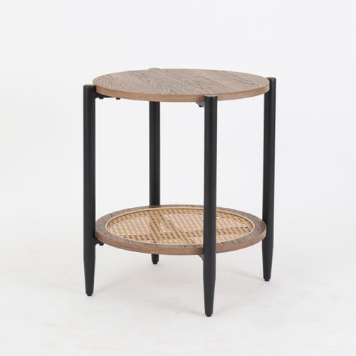 طاولة خشب دورين بقواعد معدن لون بني x أسود مقاس 45...