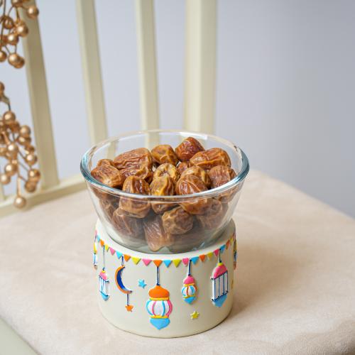 وعاء زجاجي بقاعدة رمضانية أنيقة - رمضان 2026