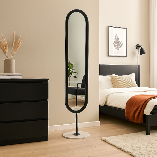 مرايا ستاند بتصميم عصري لون اسود بقاعدة بيضاء مقاس...