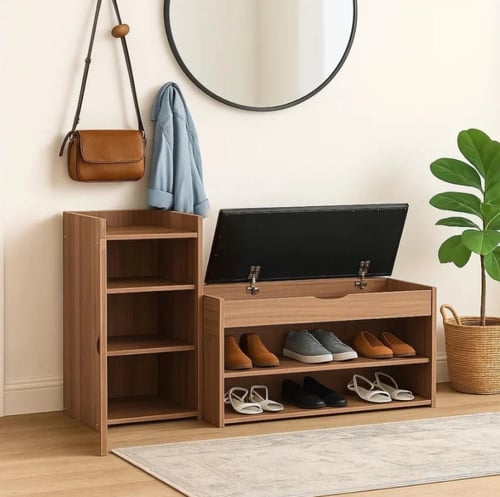 خزانة أحذية مع وساده علويه مبطنه بلون بني مقاس 100...