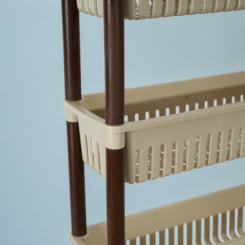 ستاند بلاستيك للتخزين مستطيل 5 دور باللون البيج وا...