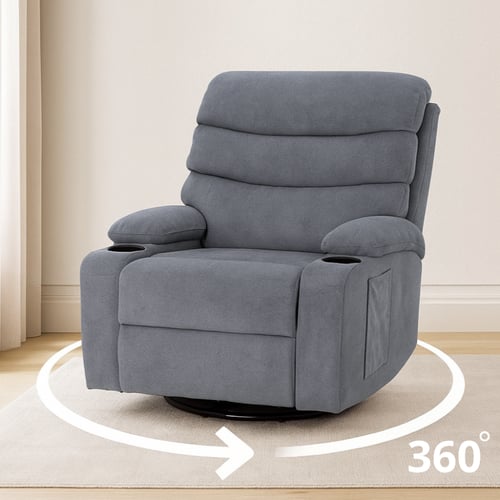 كرسي استرخاء دوار منجد بالمخمل مع حامل اكواب لون ر...