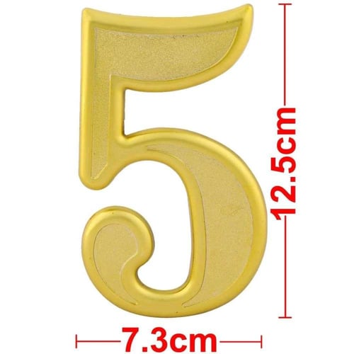 رقم 5 ذاتي اللصق باللون الذهبي مقاس 7.3x12.5 سم