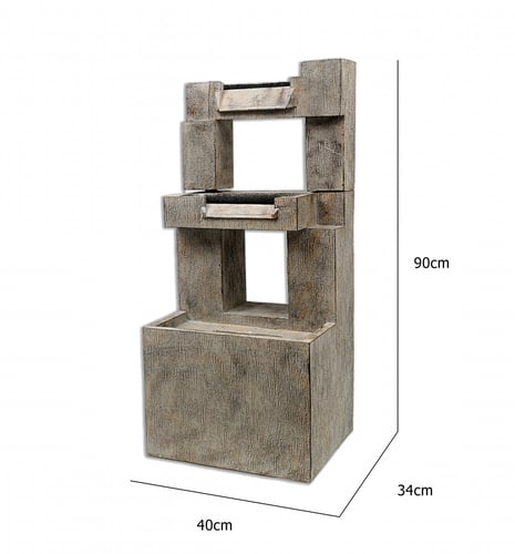 نافورة مياة مكونة من طبقات لون رمادي مقاس 40×34×90...