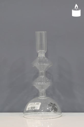 شمعدان زجاجي ديكوري شفاف ذات تصميم هرمي مميز