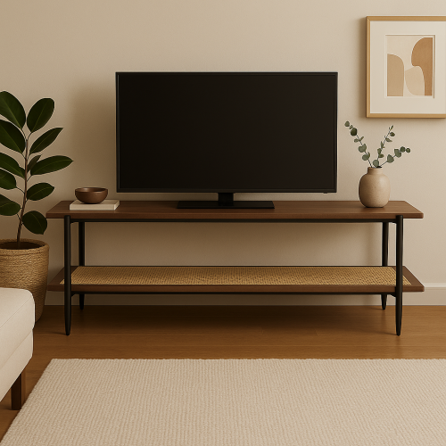 طاولة تلفزيون خشب وحديد لون بني مقاس 160x40x50 سم