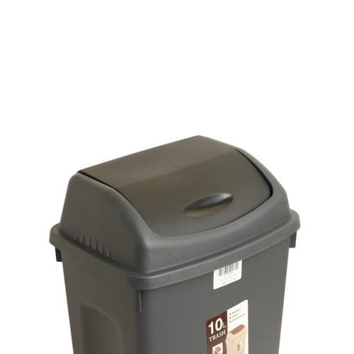 سلة قمامة بلاستيك باللون الرمادي سعة 10 لتر