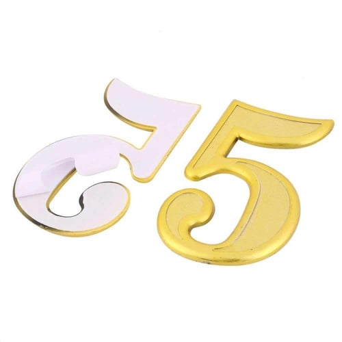 رقم 5 ذاتي اللصق باللون الذهبي مقاس 7.3x12.5 سم