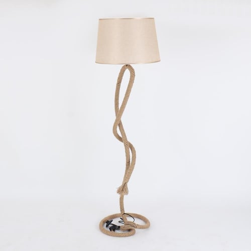 أباجورة ستاند حديد منسوج بالحبل لون بيج مقاس 40x15...