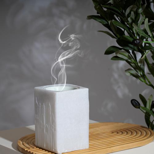 مبخرة ريزن بتصميم رمضاني لون أبيض – ارتفاع 13 سم