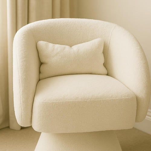 كرسي بوكليه تصميم عصري باللون الأبيض