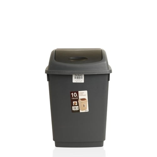 سلة قمامة بلاستيك باللون الرمادي سعة 10 لتر