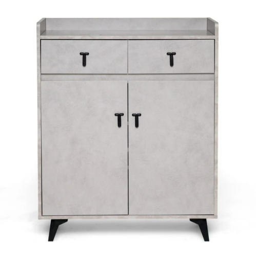 دولاب أحذية خشب بابين ودرجين – لون رمادي مقاس 80×3...