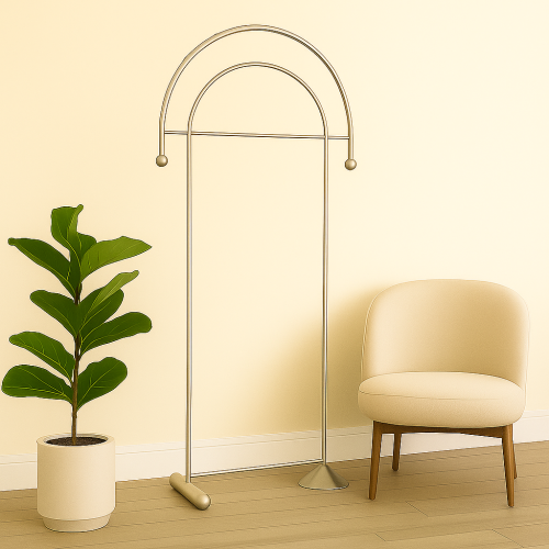 شماعة ملابس حديد بتصميم مميز لون فضي مقاس 30x95x21...