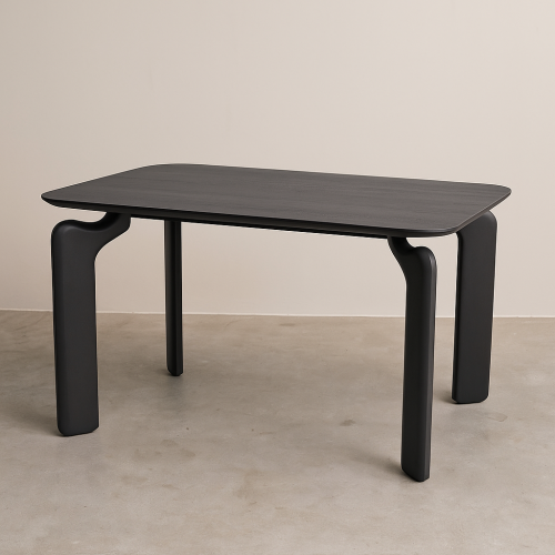 طاولة طعام سطح رمادي وقواعد باللون الأسود مقاس 150...