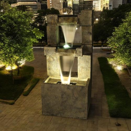 نافورة مياة مكونة من طبقات لون رمادي مقاس 40×34×90...