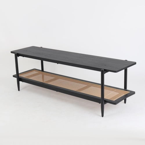 طاولة تلفزيون خشب x حديد لون اسود مقاس 160x40x50 س...