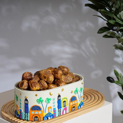 طبق تقديم بيضاوي بتصميم مزخرف مقاس 8*20*10 سم