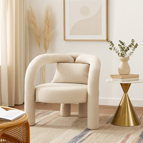 كرسي أنيق ومريح بتصميم مميز لون بيج
