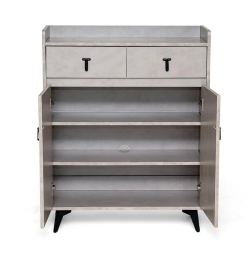 دولاب أحذية خشب بابين ودرجين – لون رمادي مقاس 80×3...