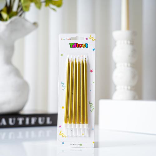 مجموعة شموع رفيعه لاعياد الميلاد والحفلات - 6 حبات