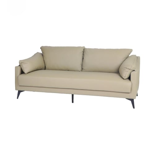 كنبة استقبال جلد بتصميم عصري باللون الرمادي