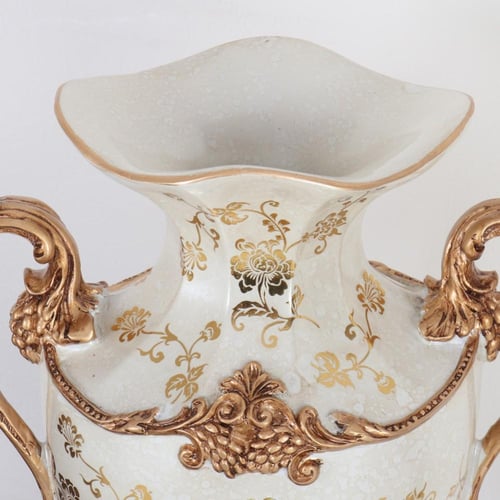 تحفة ديكورية فازة سيراميك ملكية فاخرة بنقوش ذهبية...