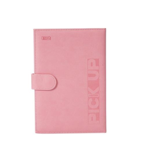 دفتر بغلاف صلب من الجلد الصناعي بلون وردي – 100 ور...