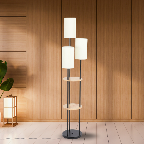 اباجورة ستاند بتصميم عصري باللون الأسود x الأبيض