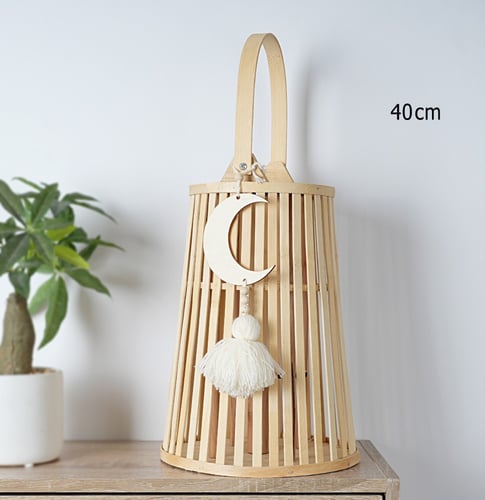 فانوس من الخيزران بتعليقة شكل هلال بارتفاع 40 سم -...