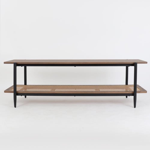 طاولة تلفزيون خشب وحديد لون بني مقاس 160x40x50 سم